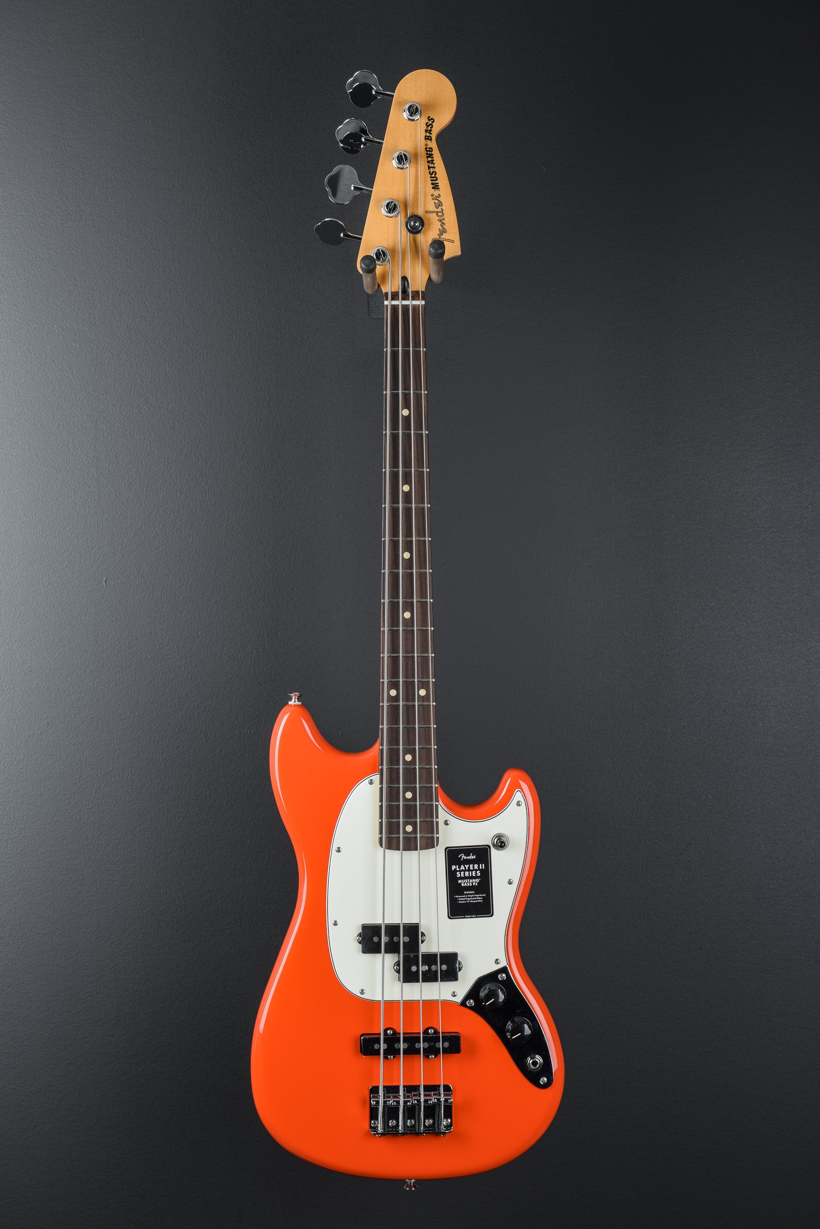 Player II Mustang Bass PJ - Coral Red w/Rosewood – Dave's Guitar Shop
