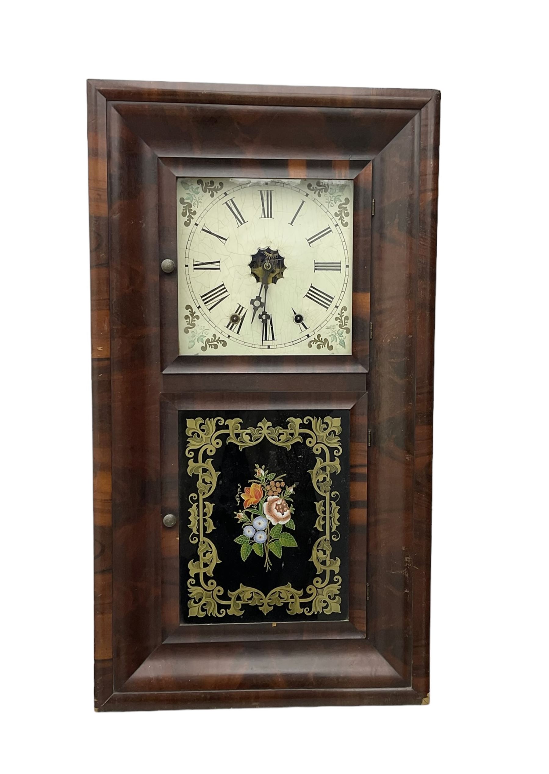 American - 19th century mahogany veneered 8-day ogee shelf clock