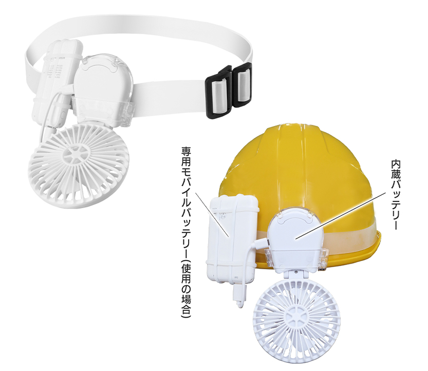 ヘルメットファン(後付け・扇風機) マイファンプラス ヘルメット装着