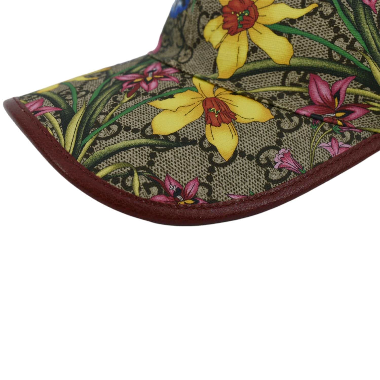 GUCCI Claudia Baseball GG Supreme Flora Canvas Hat Red 58 CM 603986