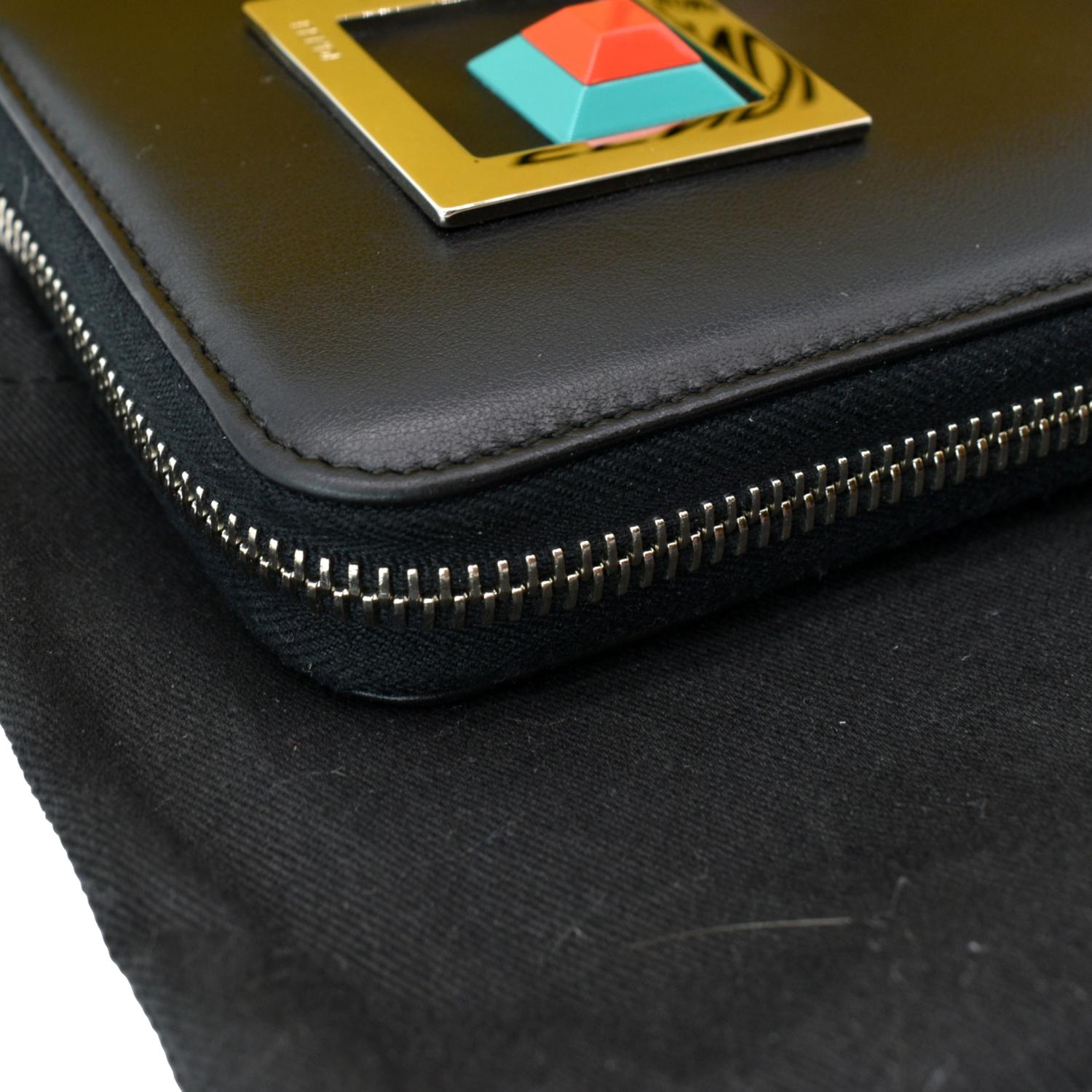 FENDI Century Hypnoteyes Continental Vitello Leather Zip Around Wallet