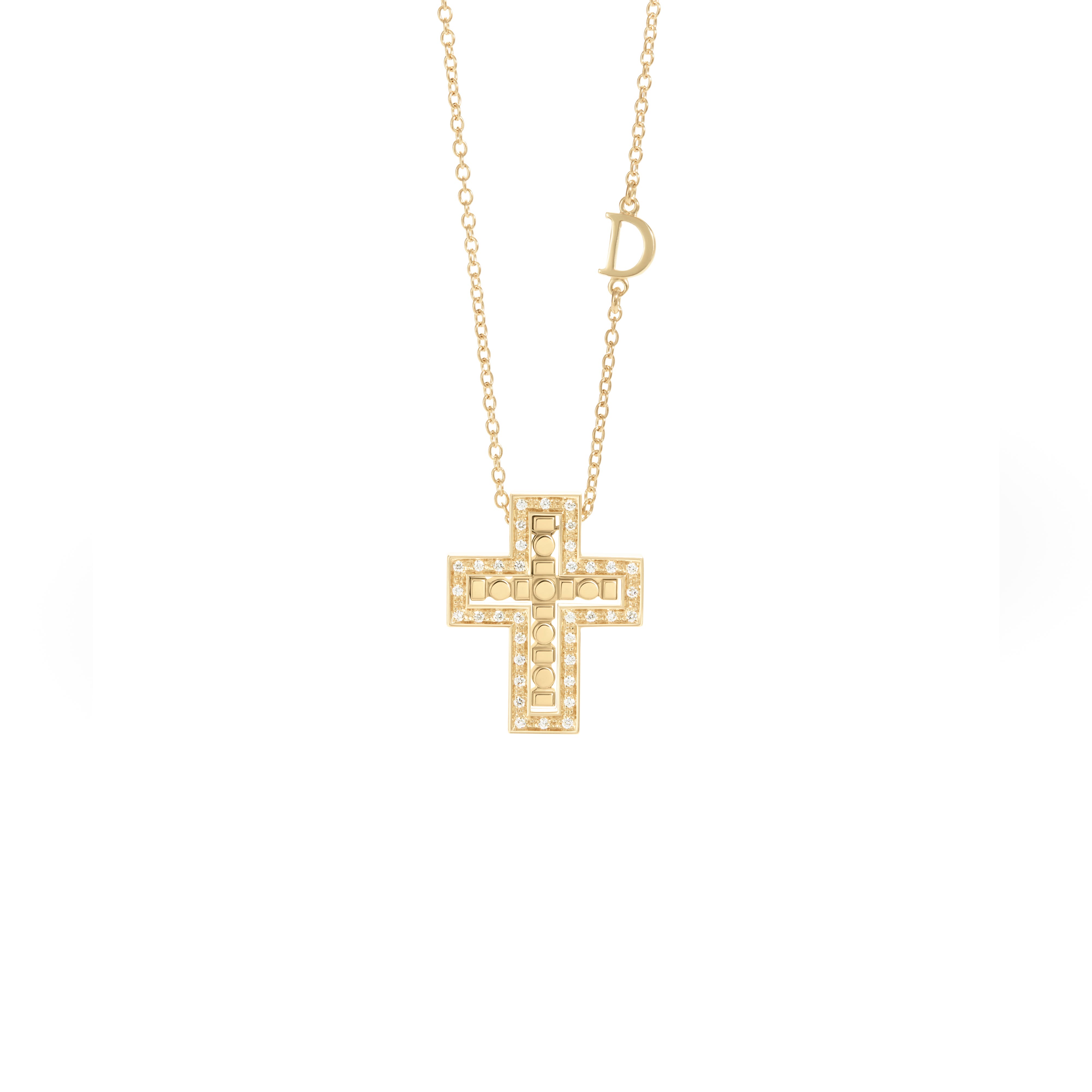 イエローゴールドとダイヤモンドのネックレス, 16x20 mm