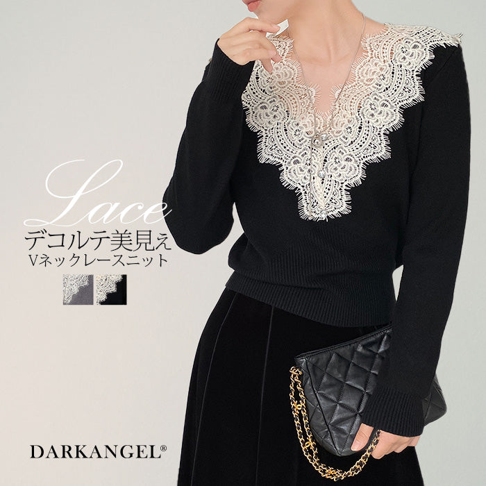 Vネックレースニット – DARK ANGEL