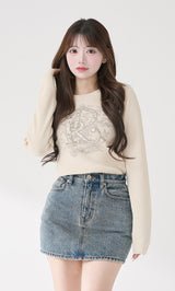 DRビジューフラワーリブニットトップス – Darich (ダーリッチ)