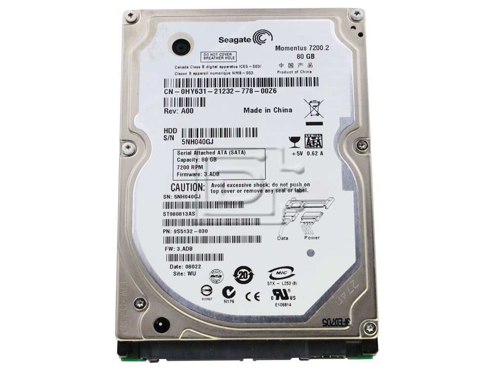 Seagate ST980813AS 2.5-inch SATA Hard Disk Drive