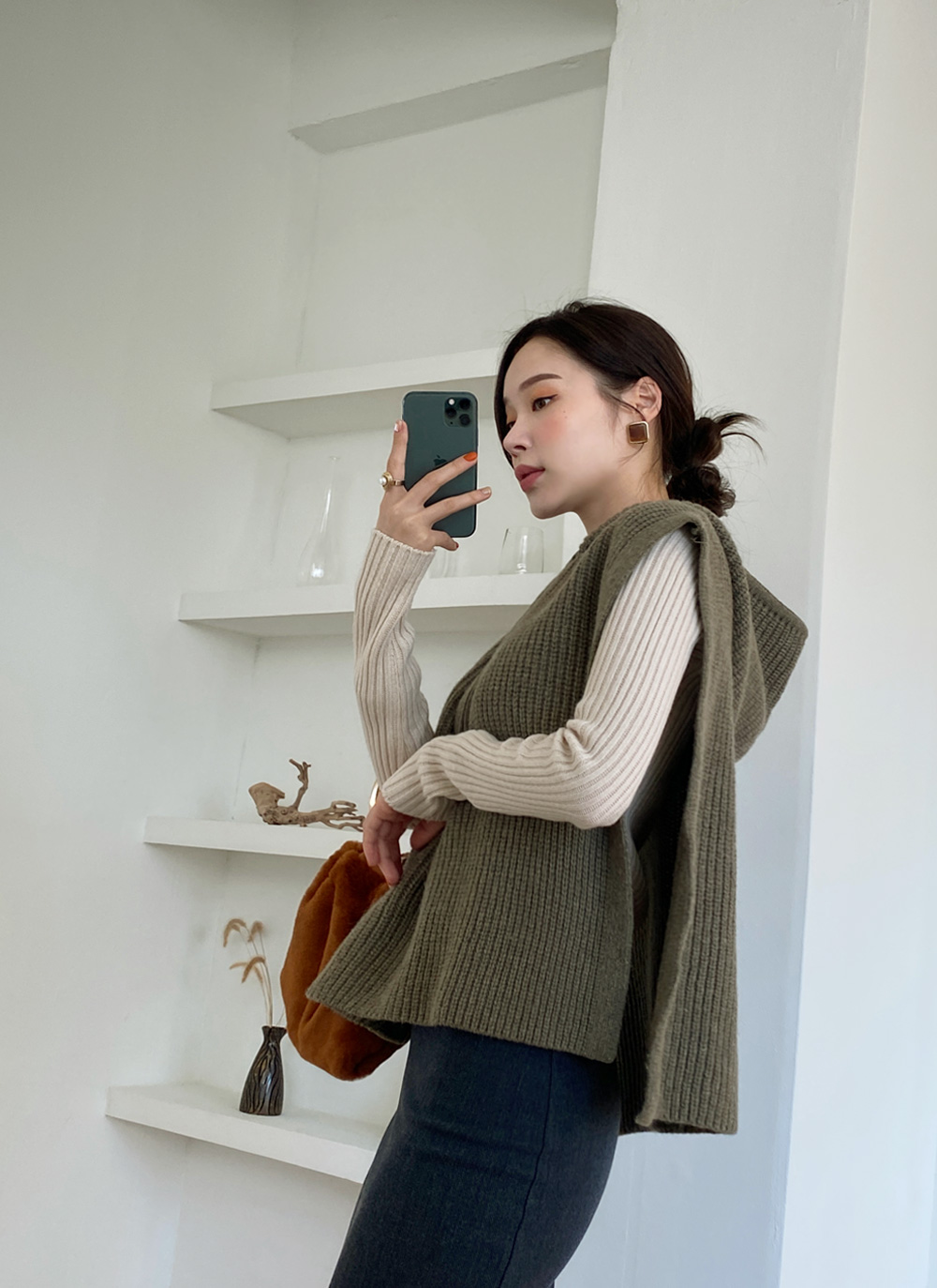 サイドオープンフードニットベスト・全3色 | レディースファッション