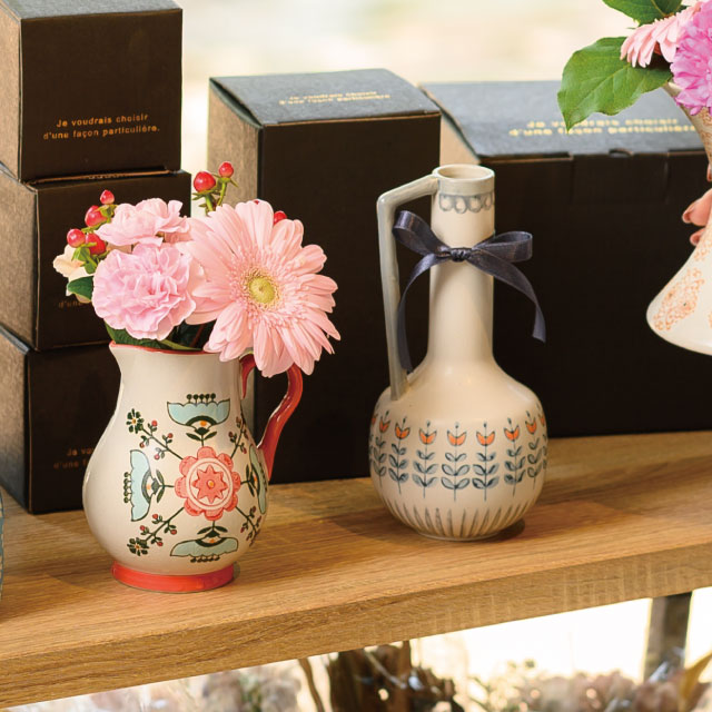 ハンドメイドプリントフラワーベース-27/水差し型（一輪挿し）(W80×D80