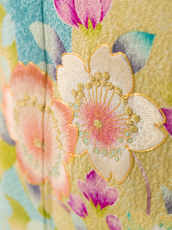 振袖|水色系|桜 牡丹 |5S478|対応身長:150-160cm|ｻｲｽﾞ:13号-17号｜全国