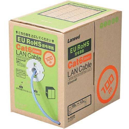 エレコム 自作用LANケーブル箱 カテゴリ6 青 100m LD－CT6／BU100／RS