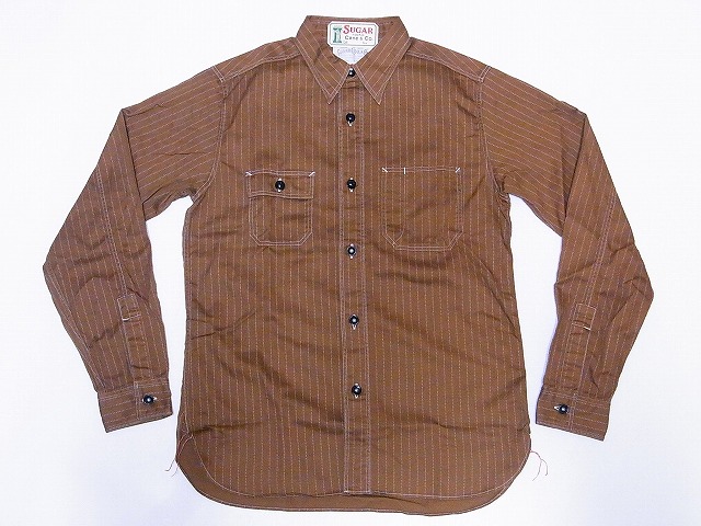 SUGAR CANE[シュガーケーン] ワークシャツ ブラウンウォバッシュ