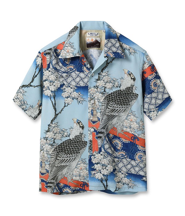 SUN SURF[サンサーフ]×葛飾北斎 アロハシャツ SS39327 桜花に鷹図