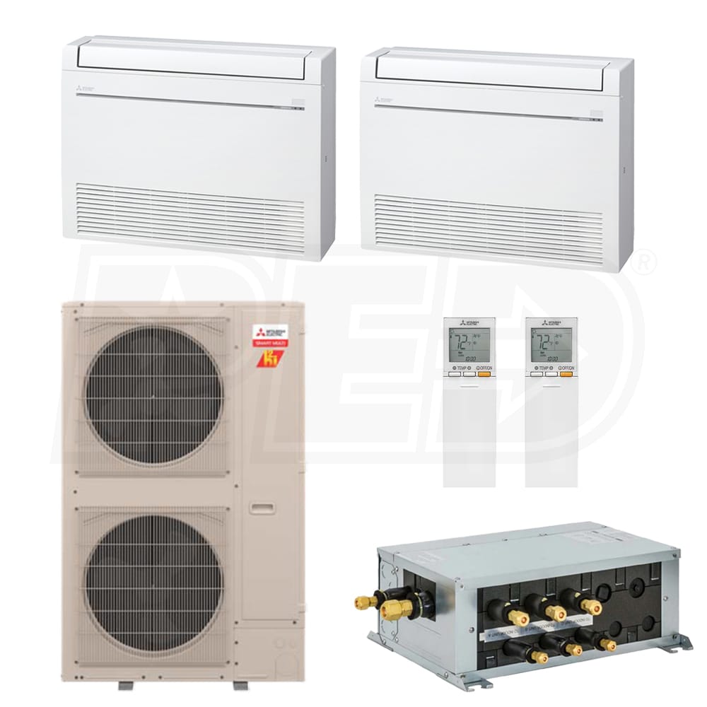 Mitsubishi MXZ-SM36NLHZ 2-MFZ-KX15NL H2i Floor Mounted Mini Split