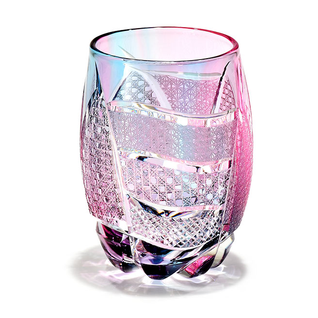 Pr-442 宙吹きコレクショングラス うすいピンクブルー | 江戸切子の店