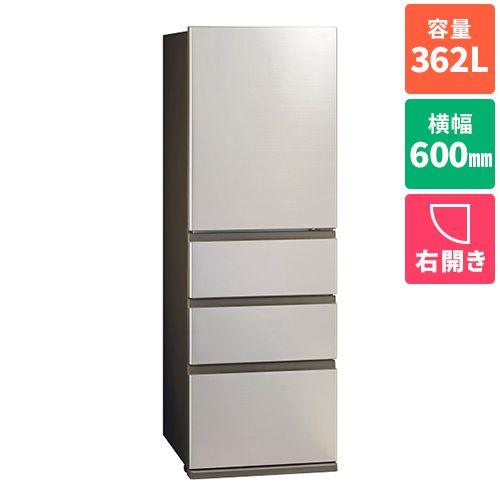 AQR-36R2-N ブライトシャンパン FREEZIA+ 4ドア冷蔵庫 右開き 362L 幅
