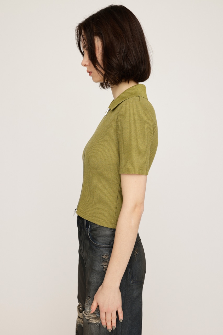 SLY | FRONT ZIP CUT RIB トップス (Tシャツ・カットソー(半袖