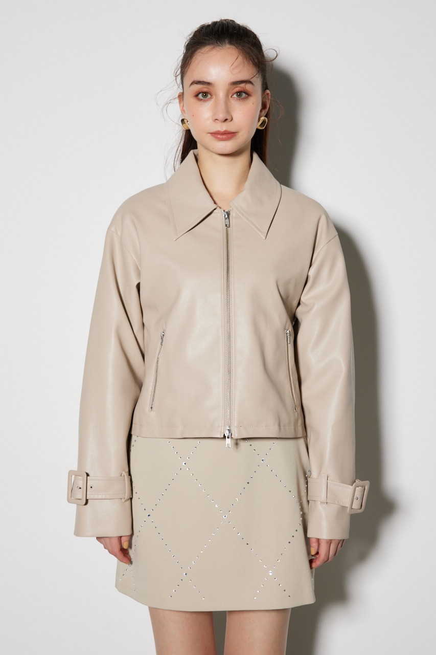 rienda | フェイクレザーショートZIPジャケット (ジャケット ) |SHEL