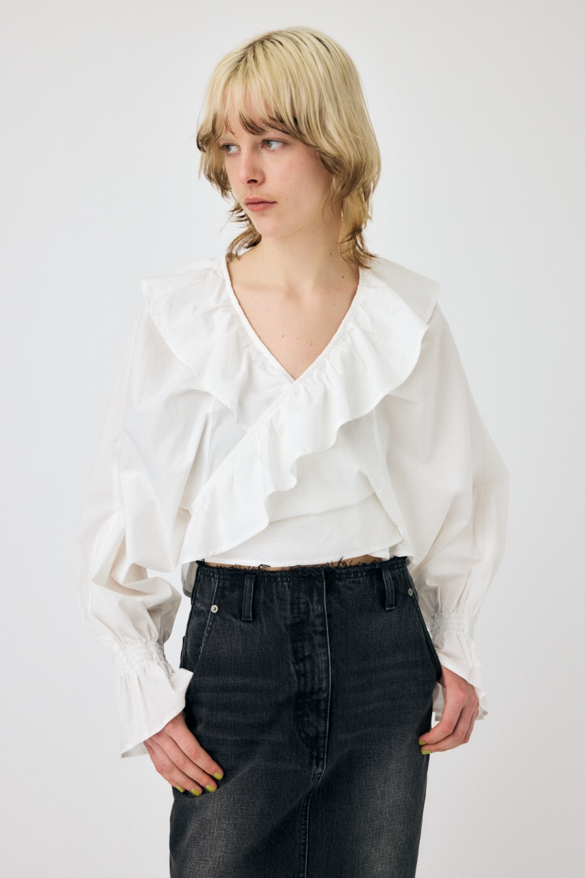 MOUSSY | VOLUME SLEEVE RUFFLE トップス (シャツ・ブラウス ) |SHEL