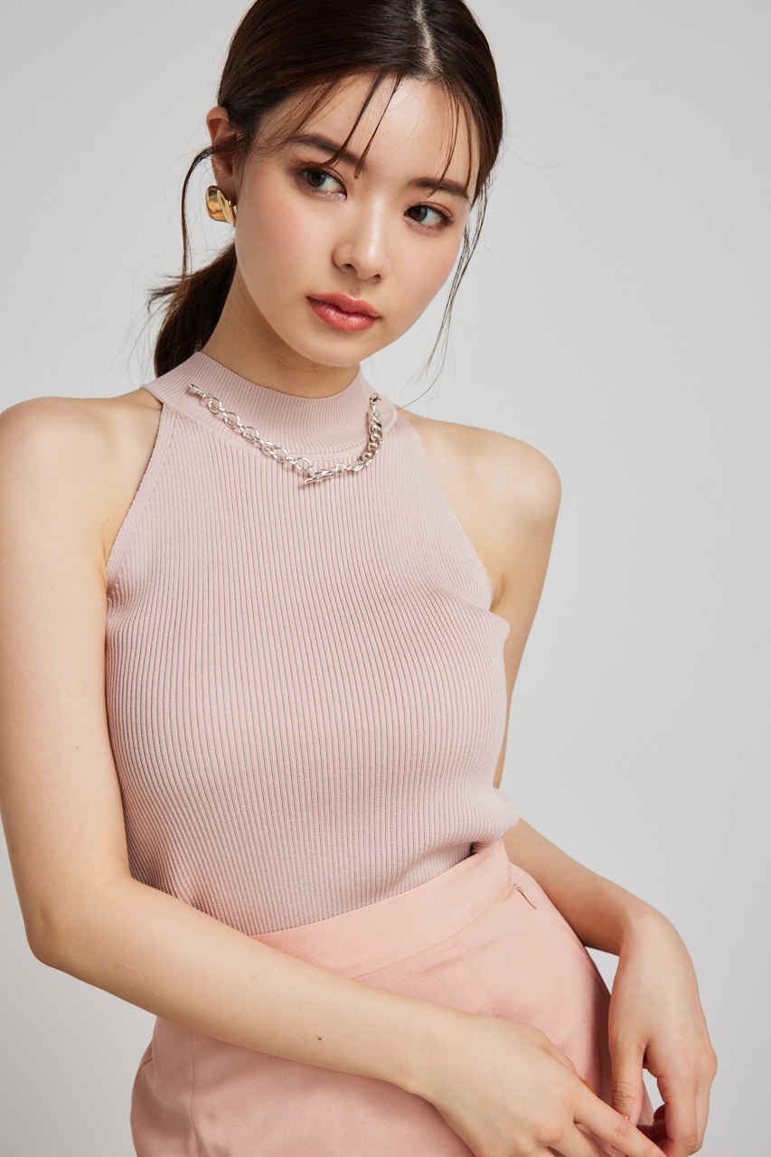 rienda | 2WAYチェーンネックアメスリニットトップス (タンクトップ