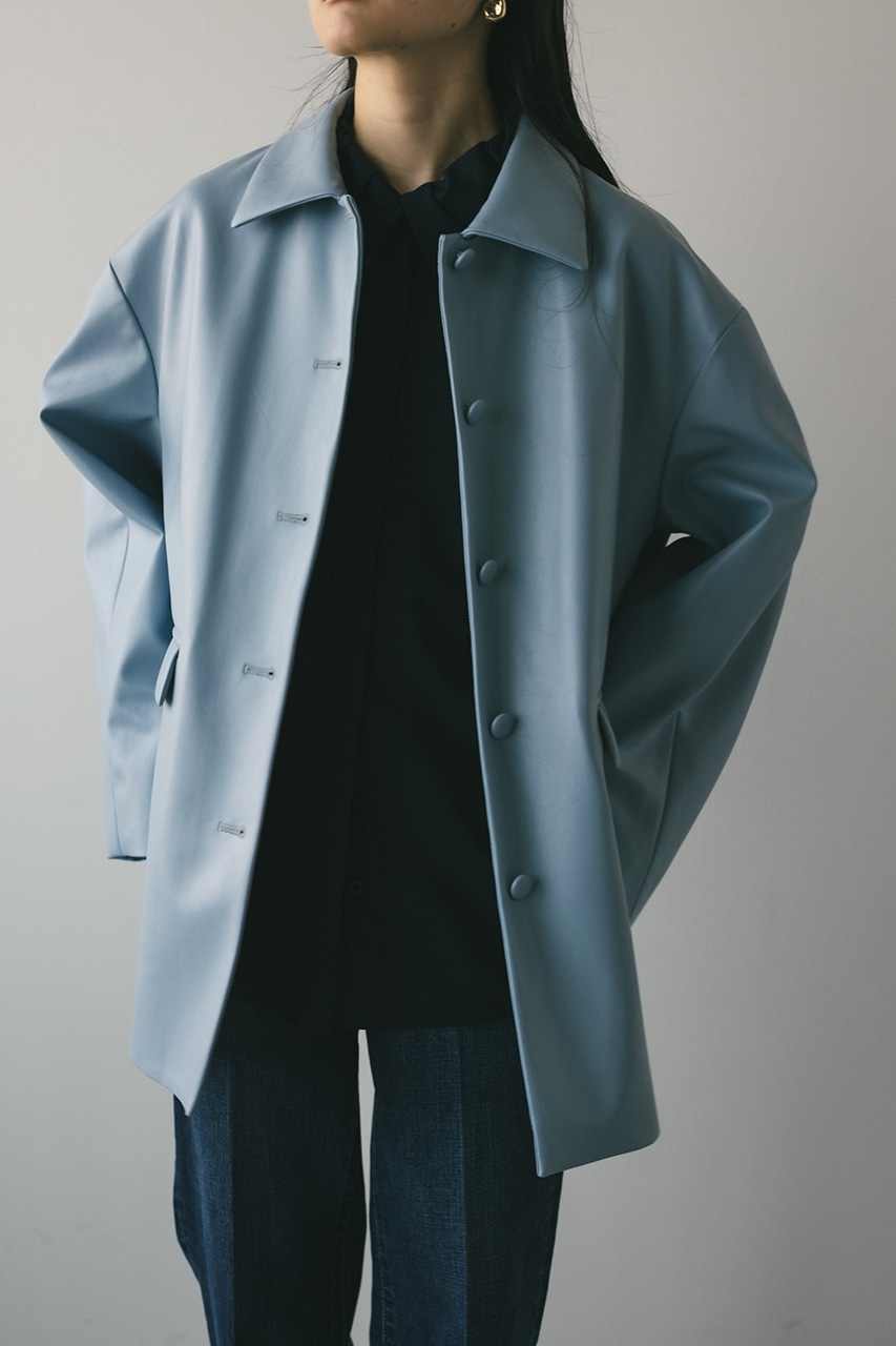 STYLEMIXER | ステンカラーフェイクレザージャケット (ジャケット