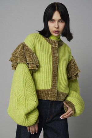 HeRIN.CYE | Frill shoulder cardigan (カーディガン ) |SHEL'TTER