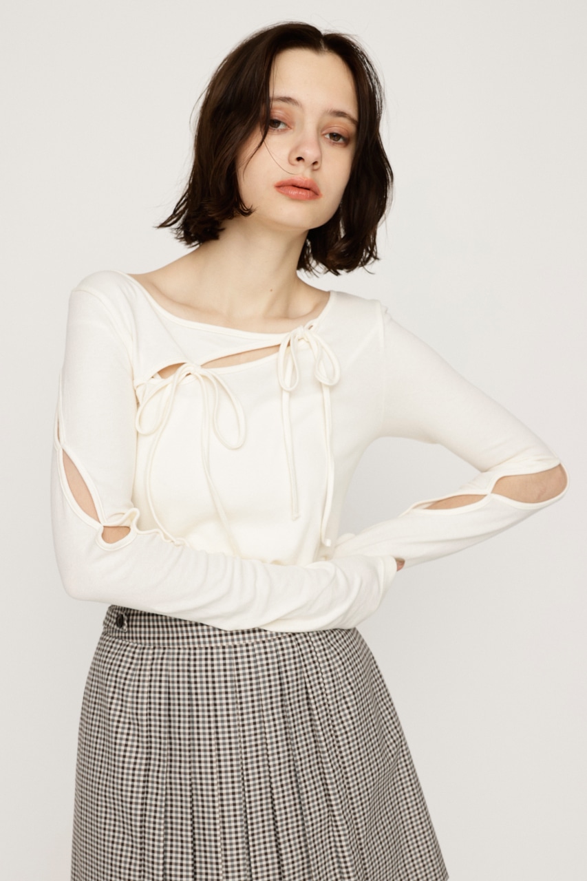 SLY | CUT OUT RIBBON トップス (Tシャツ・カットソー(長袖) ) |SHEL
