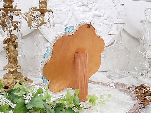 蒼いお花がいっぱい ムラーノガラスミラー - 薔薇と天使のアンティーク