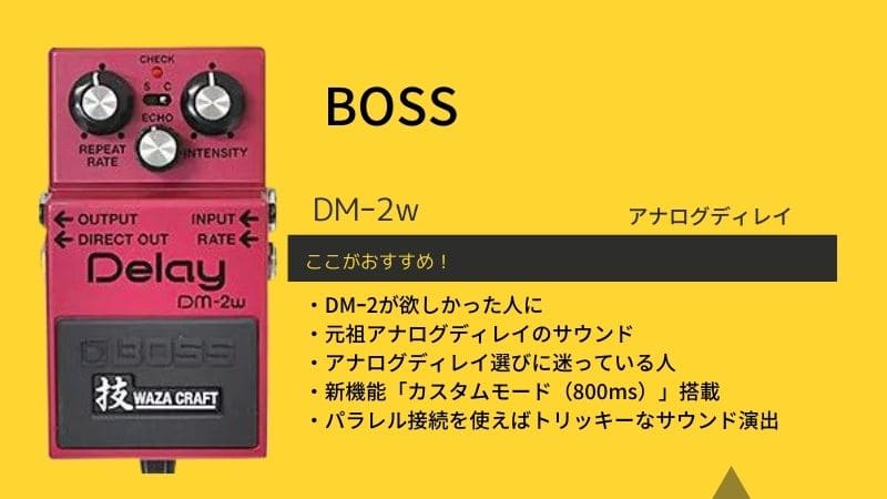 BOSS/DM-2Wディレイのレビュー！機能の使い方や音質について | エスムジカ