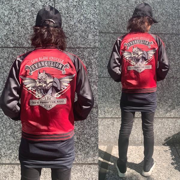 EVAxLOW BLOW KNUCKLE】ウィング2号機 総刺繍スカジャン/ワイン