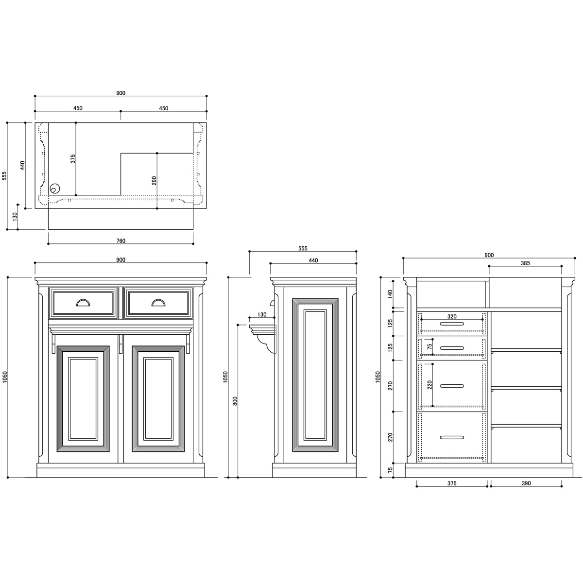 シャビーシック】木製アンティークレジカウンター VICTOIRE-900