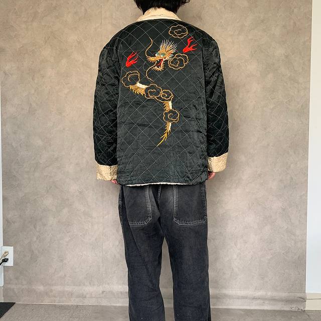 50年代 60年代 刺繍 シルク ガウン ジャケット ドラゴン 和風
