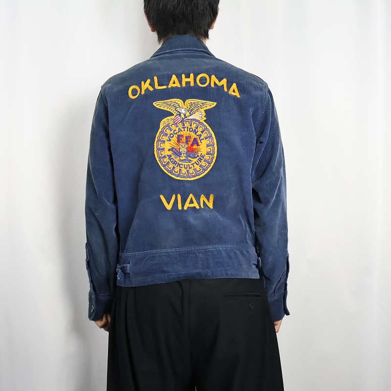 60年代 60s ファーマーズジャケット ネイビー 紺 チェーン刺繍 ワーク