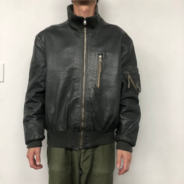 EURO ユーロミリタリー フライトレザージャケット グレー ｜ヴィテージ