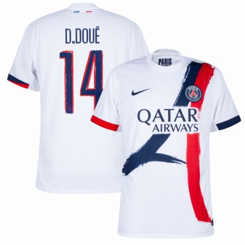 24-25 PSG Away Shirt + D.Doué 14 (Official Cup Printing) - Soccer