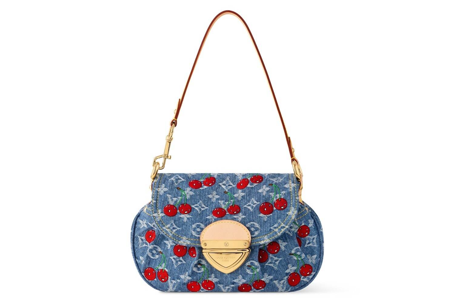 ルイ・ヴィトン × 村上隆、真っ赤なチェリー刺繍のデニム・モノグラム