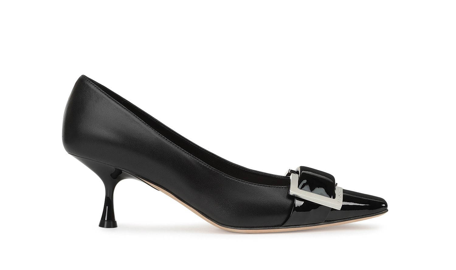 セルジオ ロッシ新作「sr トゥエンティー」パンプス、ロゴ入りバックル