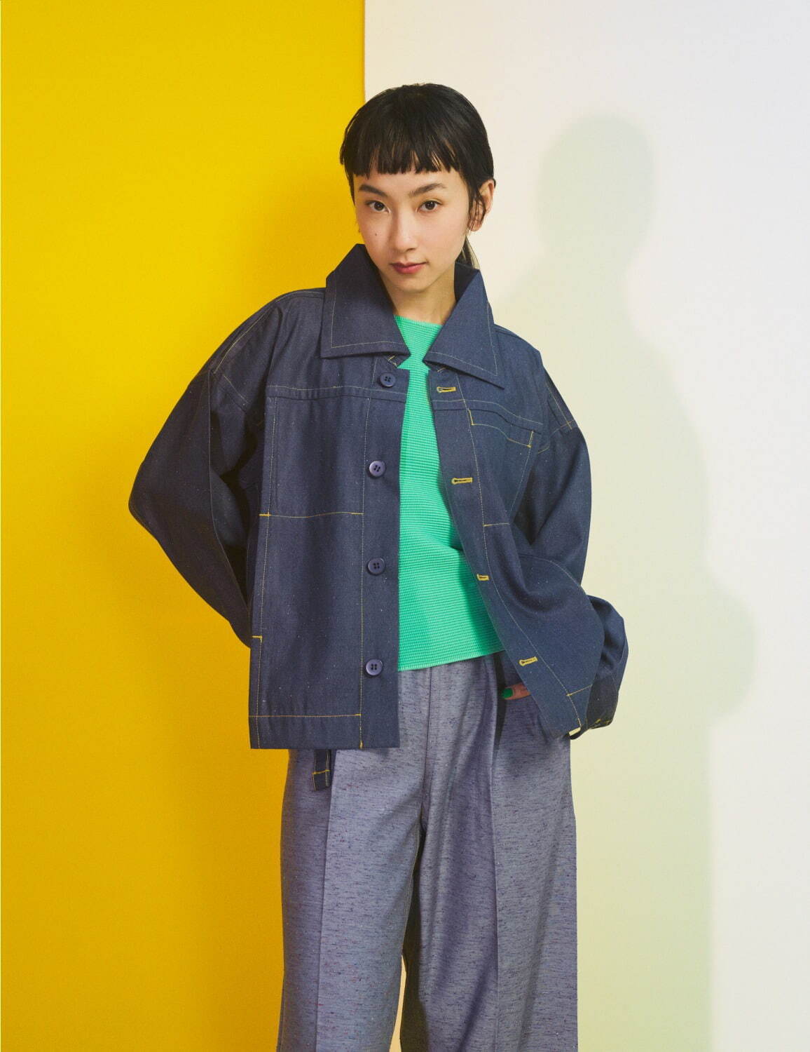 ミー イッセイ ミヤケ新作ウェア、“はぎれ”×デニムのオーバーサイズ