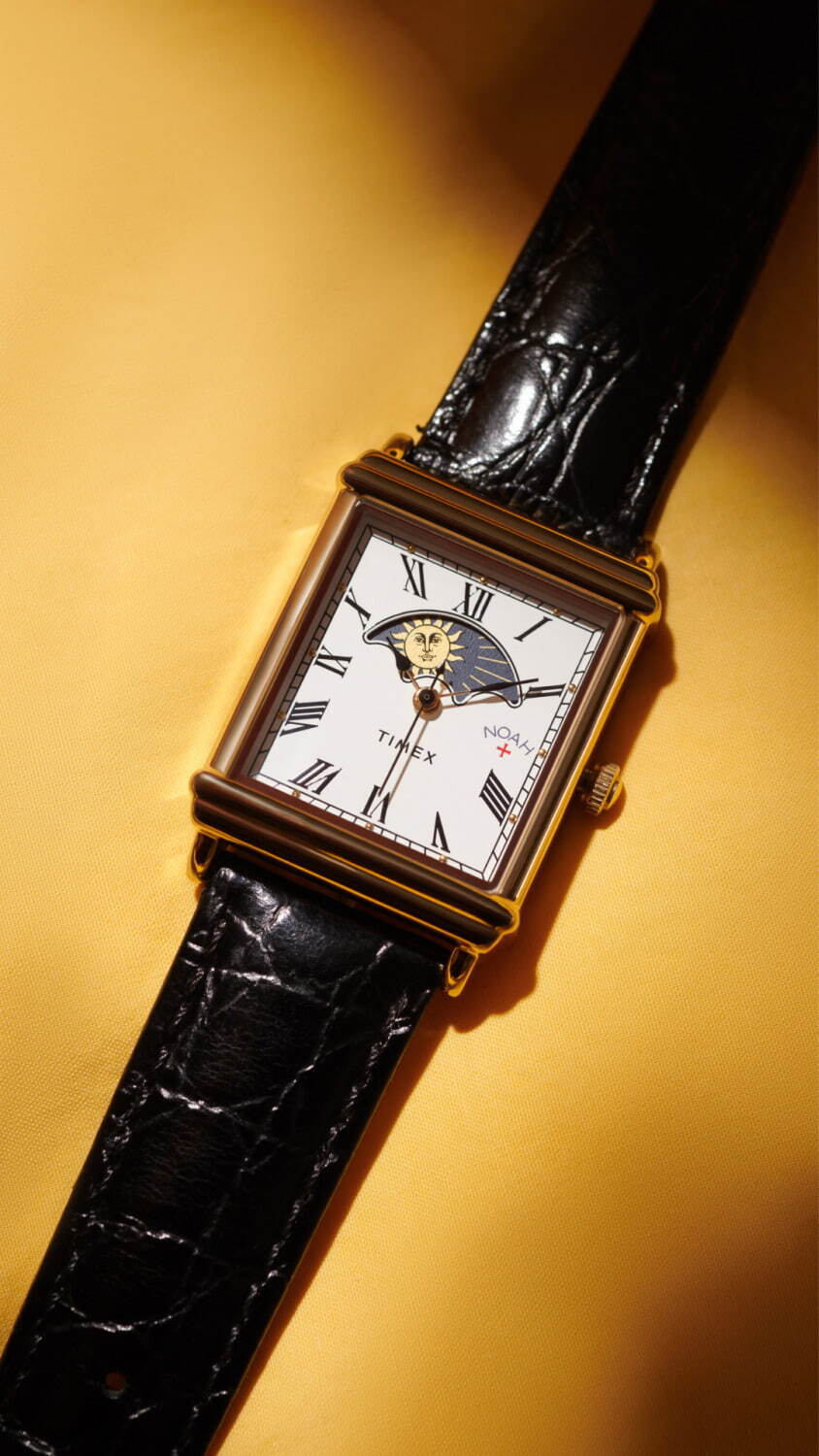 ノア×タイメックスのコラボ腕時計、AMは太陽・PMは月の絵柄に変わる
