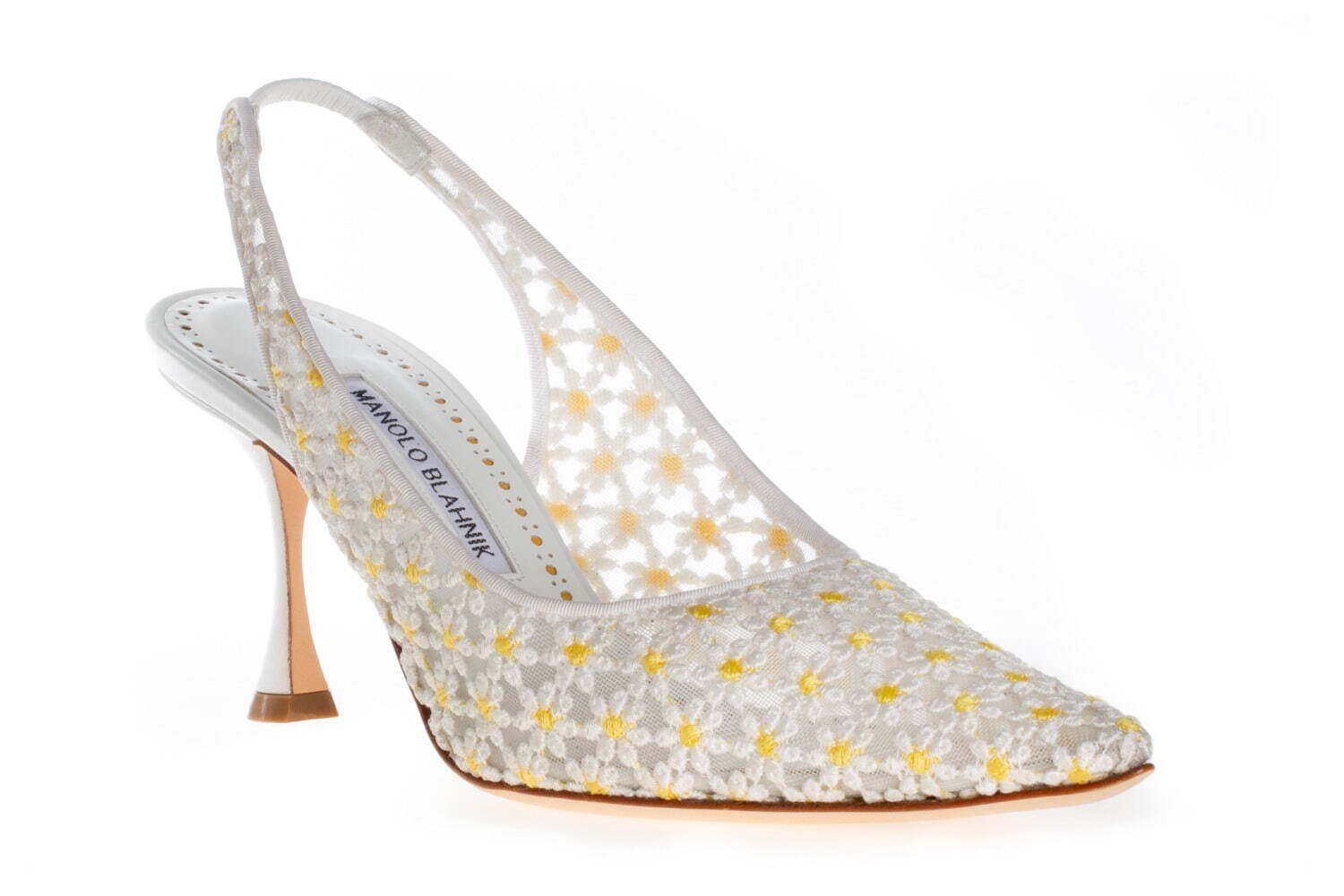 マノロ ブラニク 2024年夏シューズ、デイジーの花柄「ハンギシ