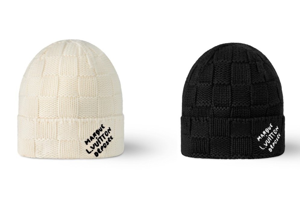 ルイ・ヴィトンの24年冬メンズニット帽＆マフラー、“無彩色ダモ