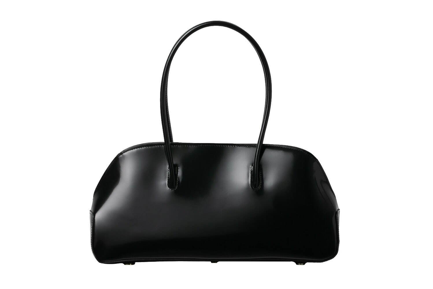 エポイ25年春夏レザーバッグ「ミラー」“艶ネイビー”の横長ボストン