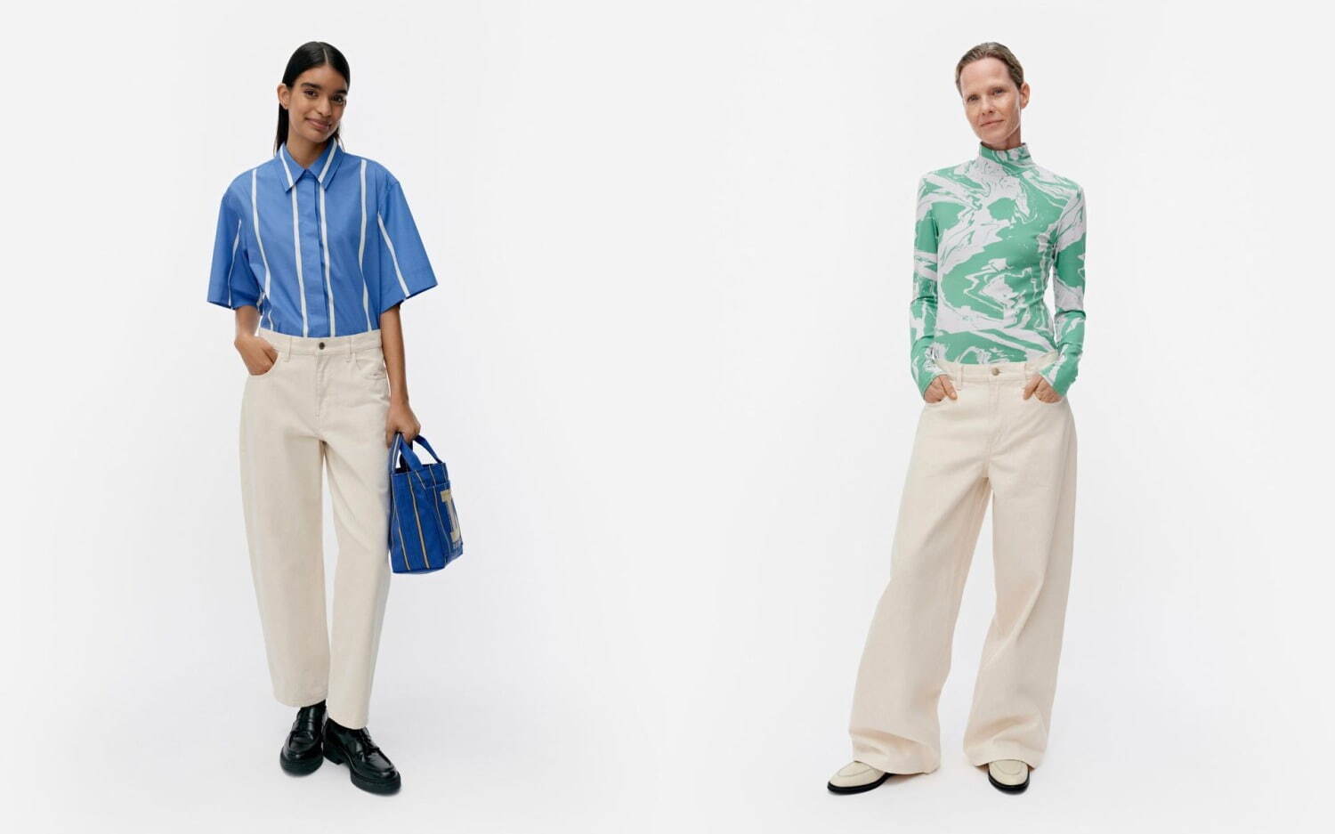 マリメッコ25年春の新作「マリデニム」ウニッコ花柄デニムパンツ＆A