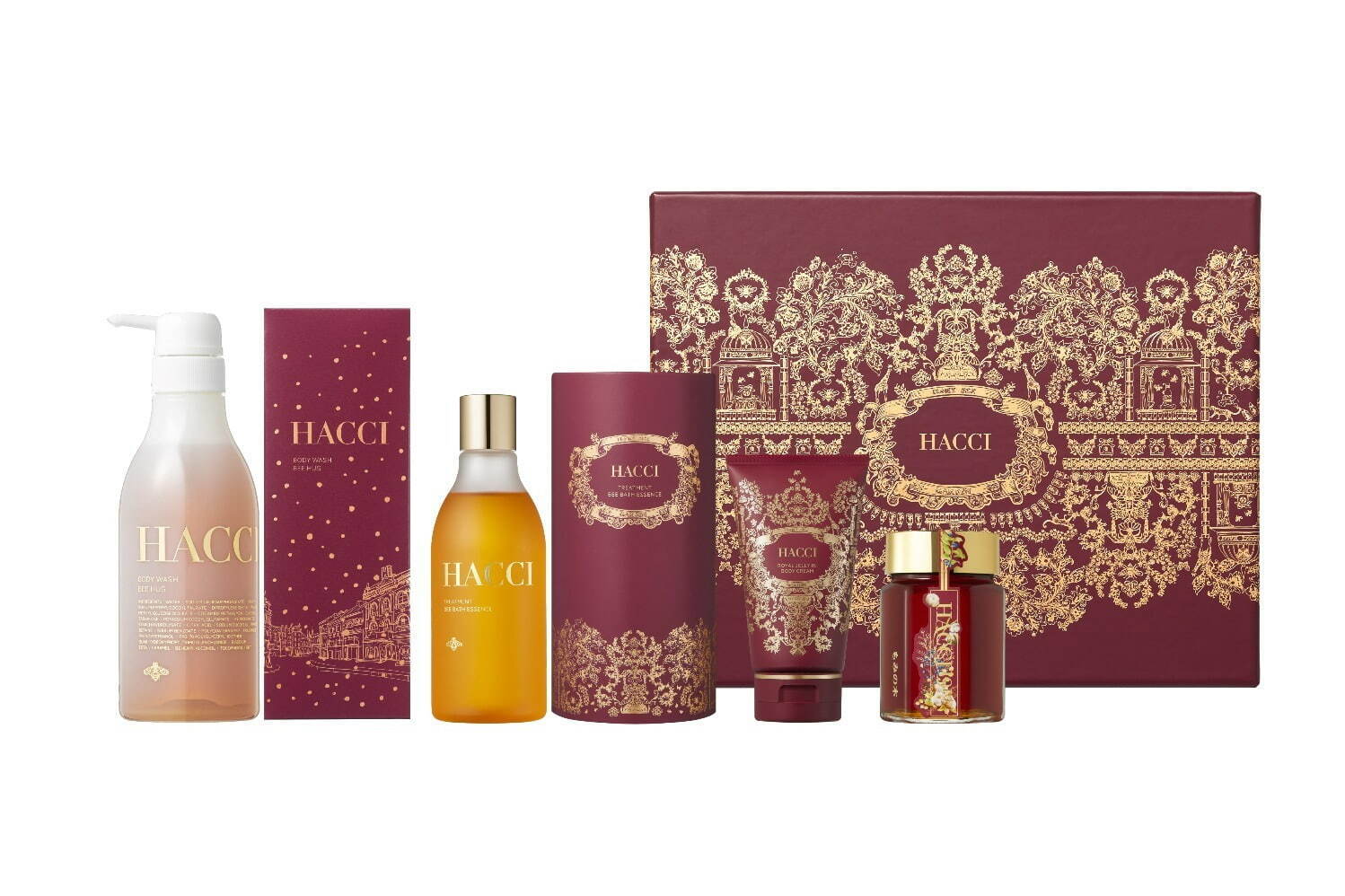 HACCI24年クリスマスコフレ、人気ボディケア＆もみの木ハニー入り“贅沢