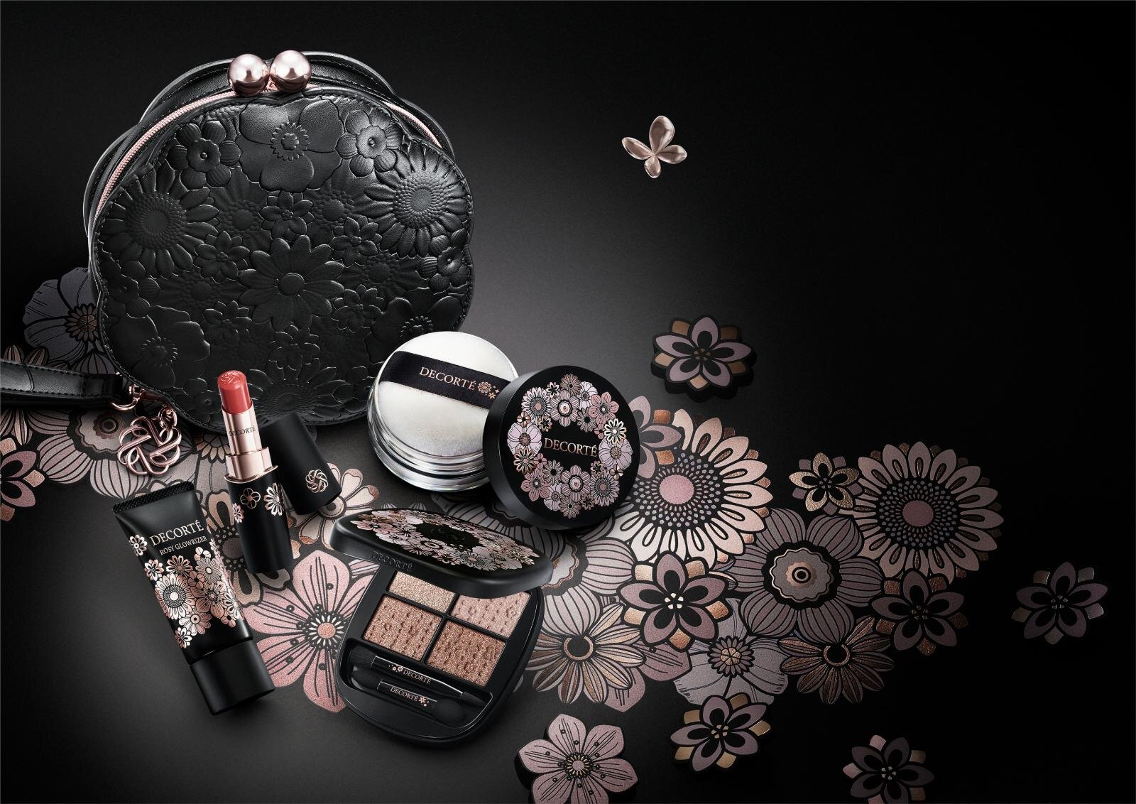 コスメデコルテ25年クリスマスコフレ、花々咲きほこるポーチ付き！4色