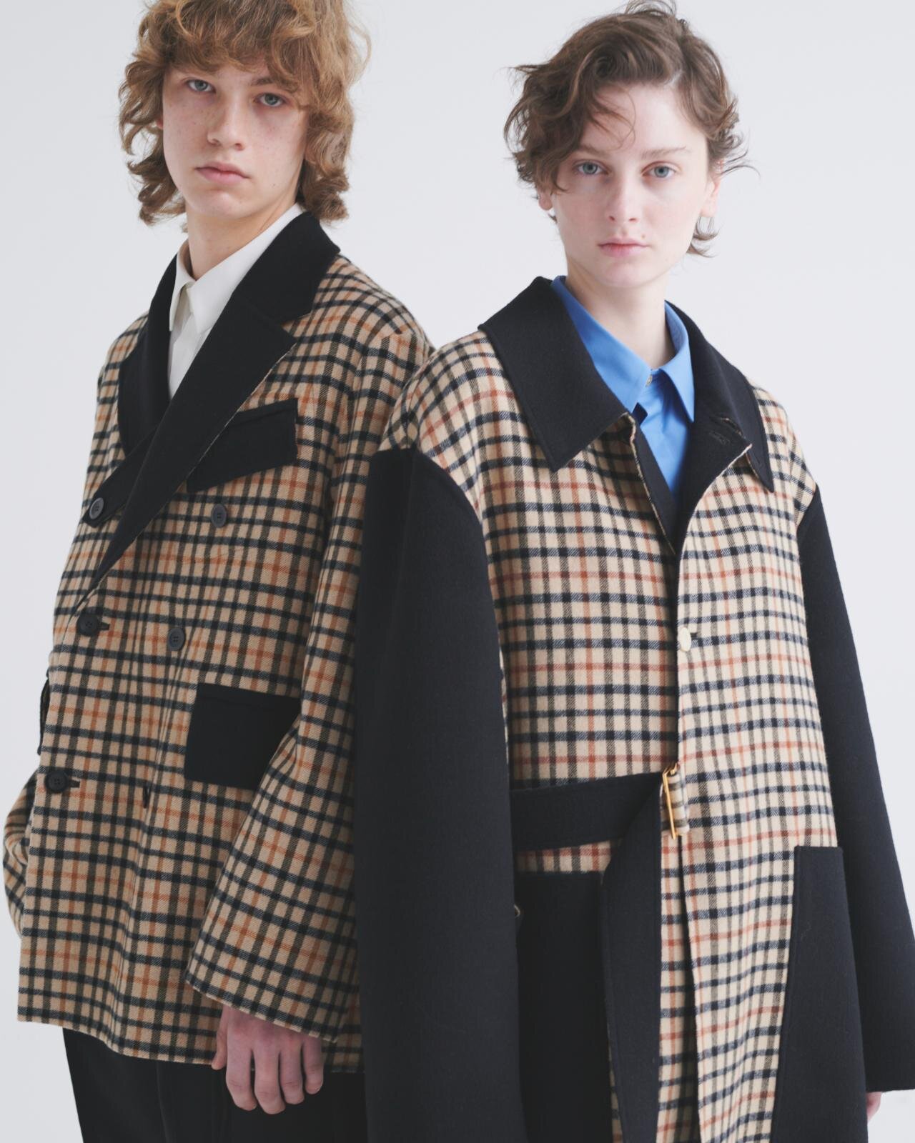 ダックス×クルニ“ハウスチェック柄”ロングコートやアシンメトリー