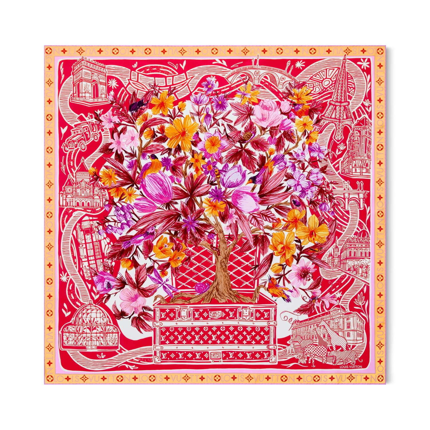 ルイ・ヴィトン“植物園＆本棚”モチーフのシルクスカーフ、ヘア