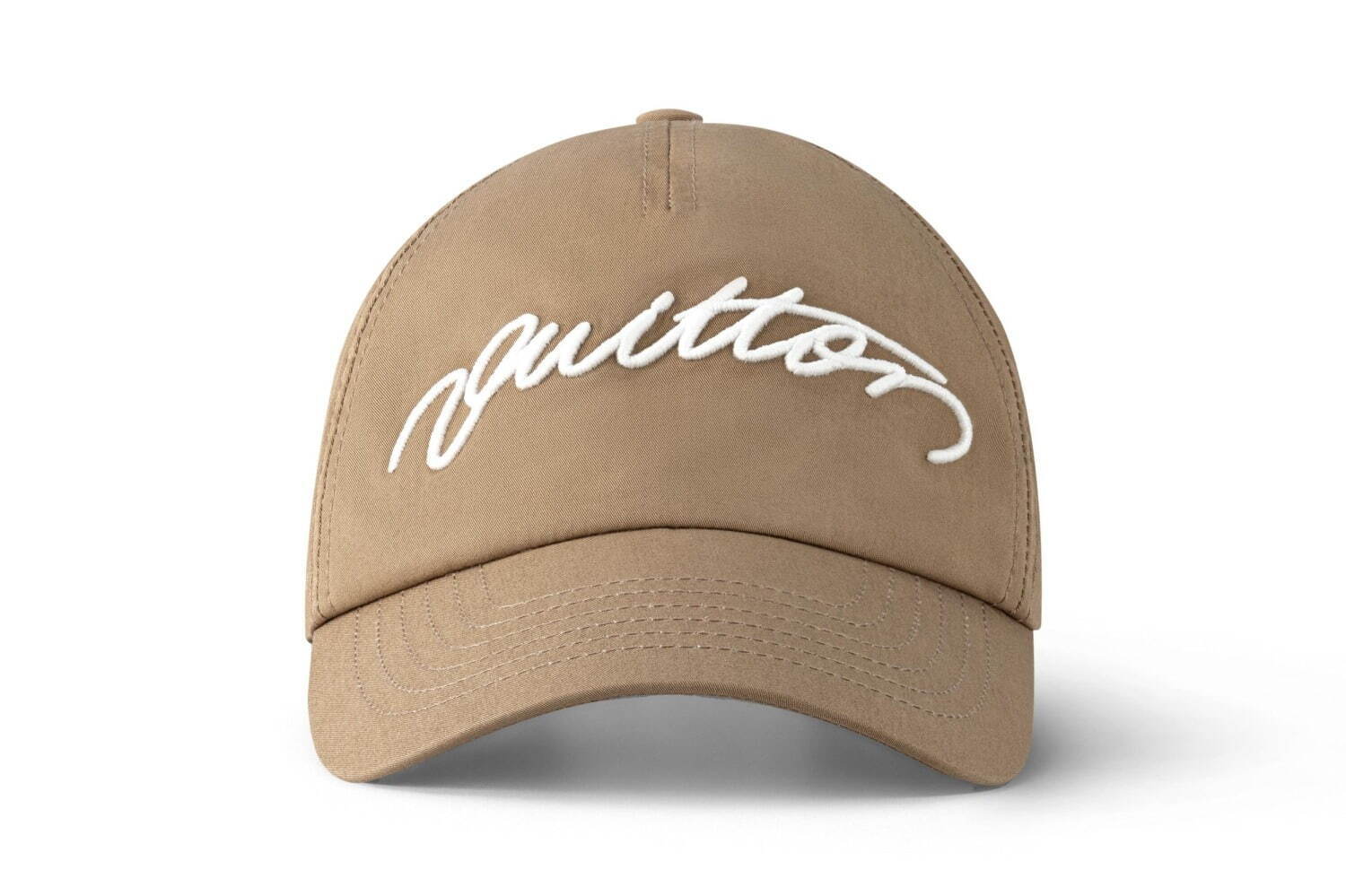 ルイ・ヴィトンのメンズキャップ、手描き風「Vuitton」刺繍のサンド