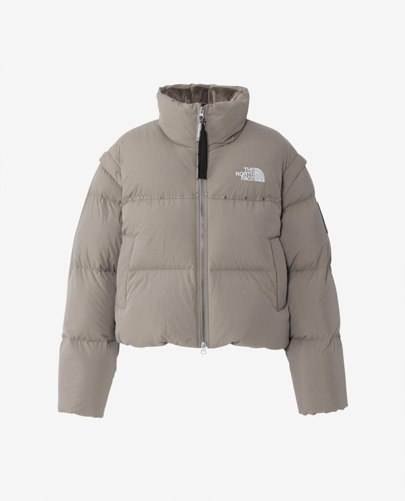 ザ・ノース・フェイスのウィメンズダウンジャケット、ギャザーを寄せた