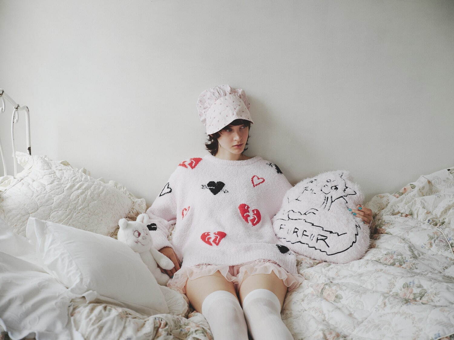 ファーファー「ジェラート ピケ」と初コラボ、“ふわもこ”ハート柄