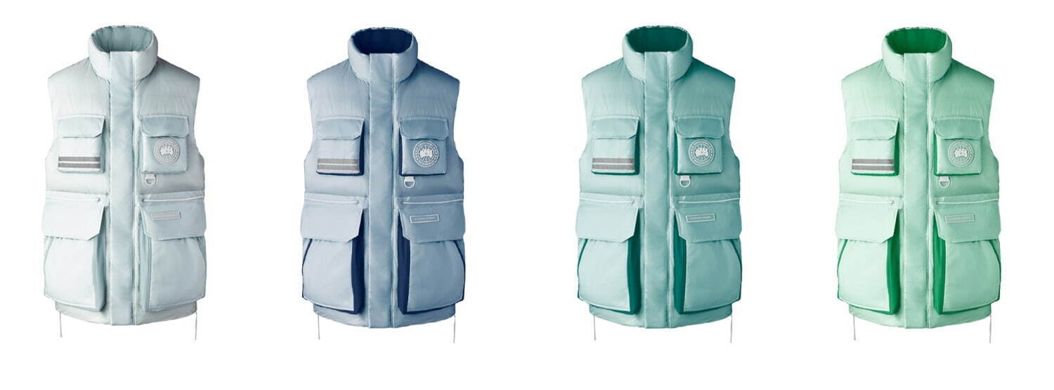 カナダグース“氷河”着想のジュエルカラーアウター、アイスブルーの