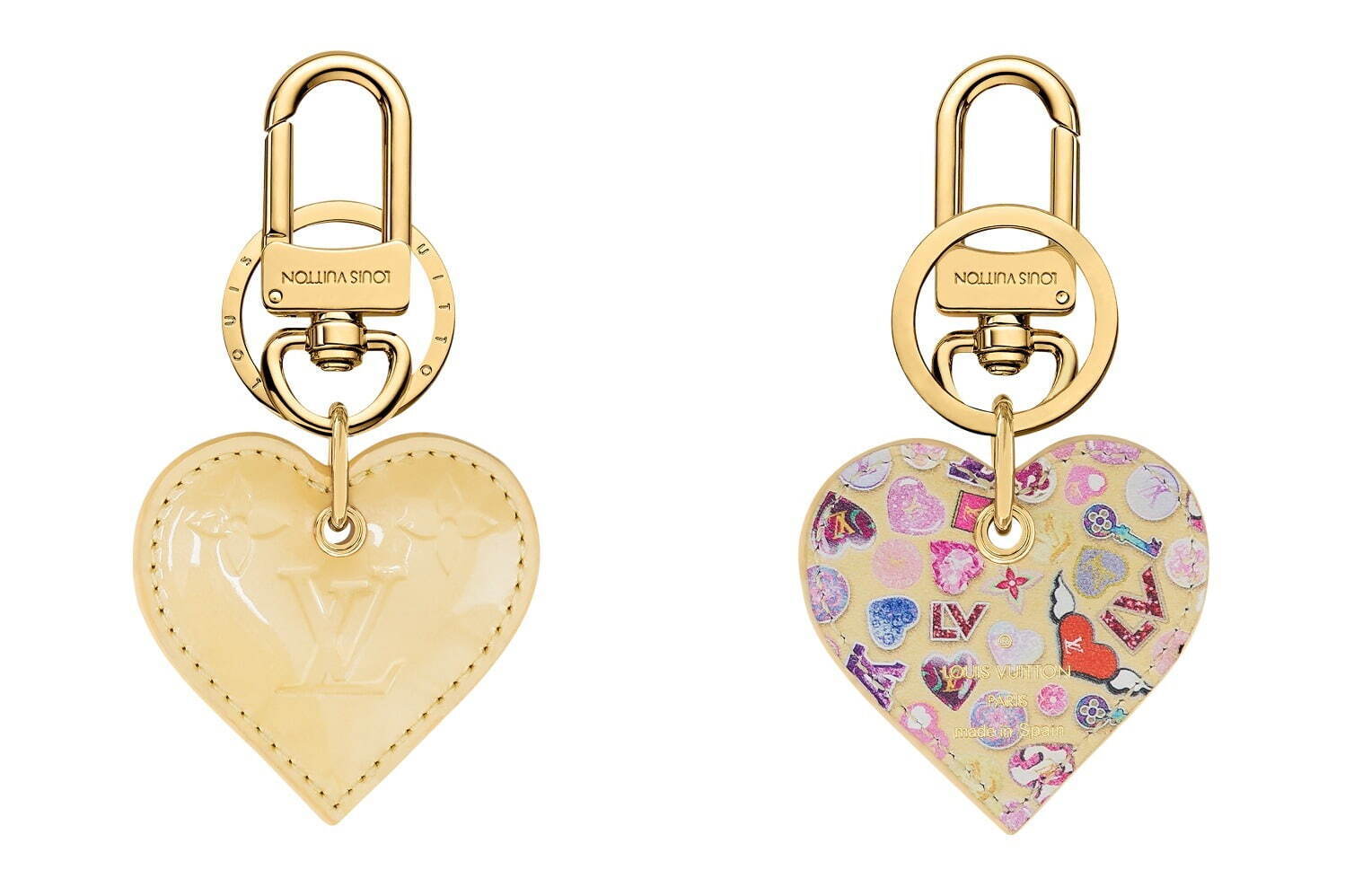 ルイ・ヴィトン“ハートモチーフ”のキーチェーン、LV イニシャルを